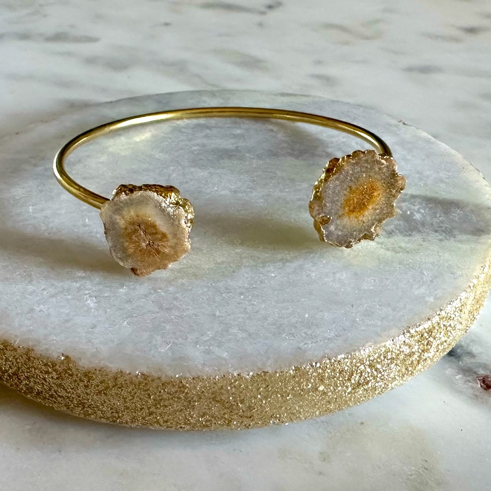 ❗️SOLD❗️Stalactite Crystals, Adjustable Cuff Gold Bracelet
